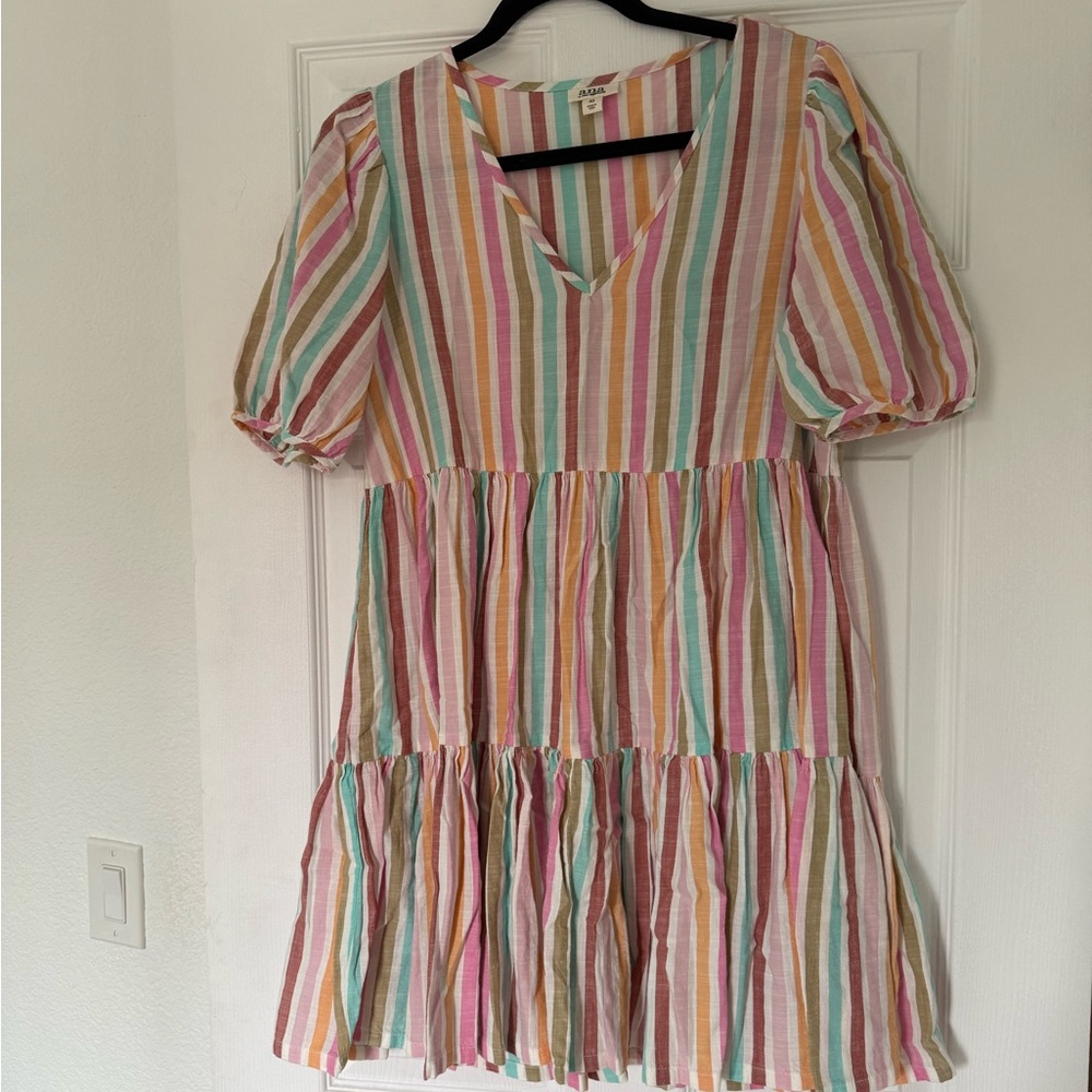 Ana Striped Pastel Dress – Size Extra Small
